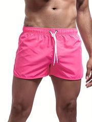 Men's Quick Drying Beach Shorts - Solid Waist Drawstring Shorts