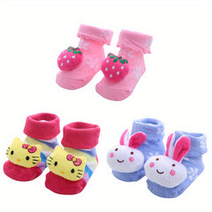 3Pairs Baby Girls Cartoon 3D Doll Socks
