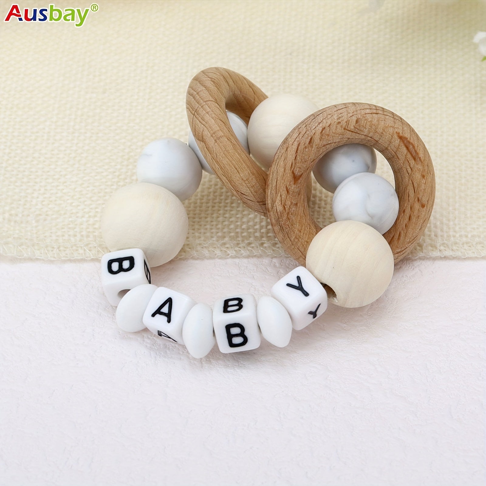 Personalized Rattle Teether Ring for Baby Boys and Girls