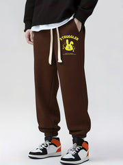 Retro Rabbit Print Drawstring Sweatpants Loose Fit Casual Joggers