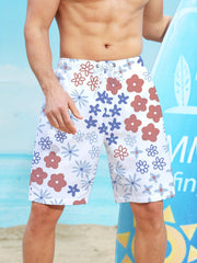 Floral Pattern Quick Drying Mesh Lining Swim Trunk Men's Swimwear