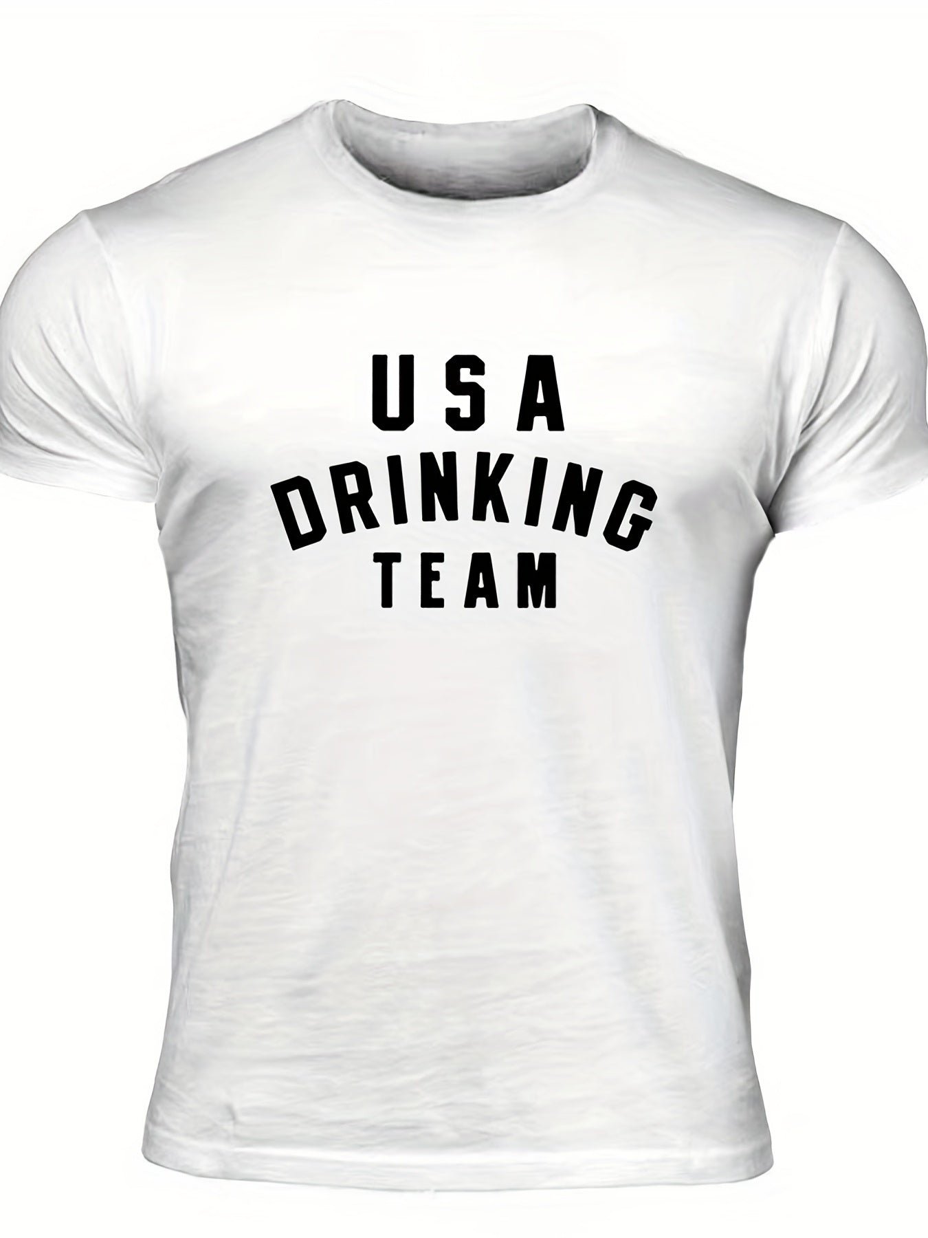 Drinking Team Men's Letter Print T-shirt Casual Stretch Tee