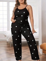Heart Print Pajama Set for Women