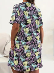 Tropical Print Round Neck Nightdress