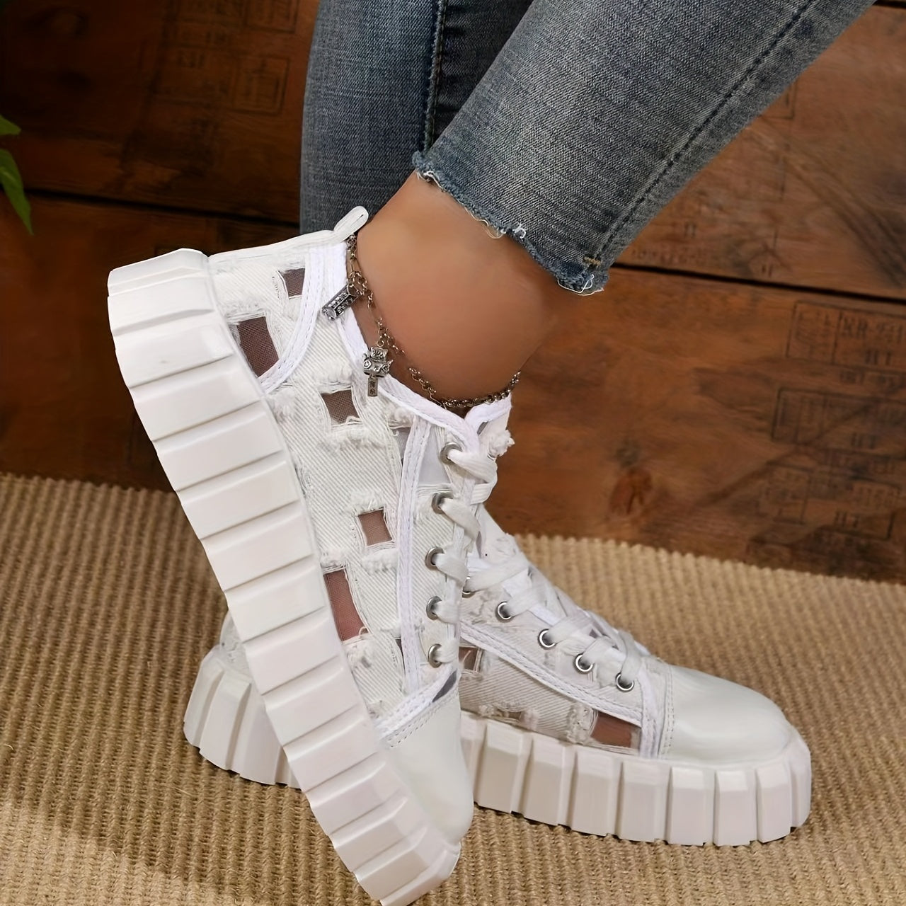 Women's Hollow Out Platform Canvas Sneakers