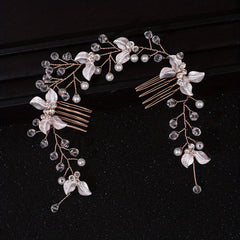 Bridal Golden Leaf Hair Vine Silver Hair Comb Rose Golden Leaf Hair Comb