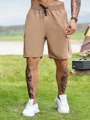 Men's Solid Cargo Shorts Active Drawstring Loose Sports Shorts