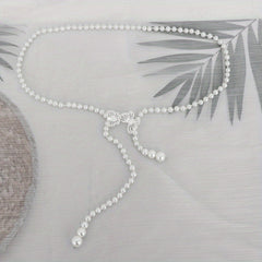 Pearl Waist Chain Adjustable Girdle Rhinestone Decor Dress Chain Belts