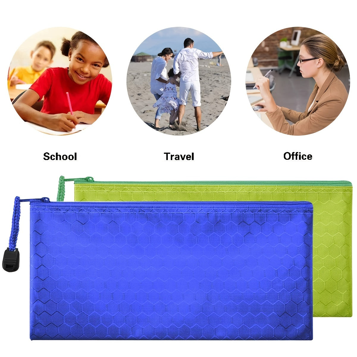 Waterproof Zipper Pouch for Cosmetics Makeup Bills Office Supplies