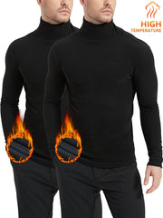 Men's Turtleneck Fleece Tops Thermal Compression for Winter