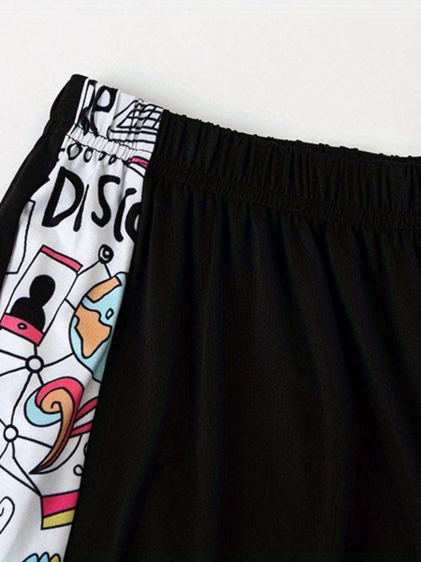 Cartoon Graphic Short Sleeve Top & Shorts Pajamas Set