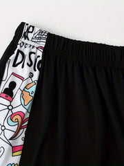 Cartoon Graphic Short Sleeve Top & Shorts Pajamas Set