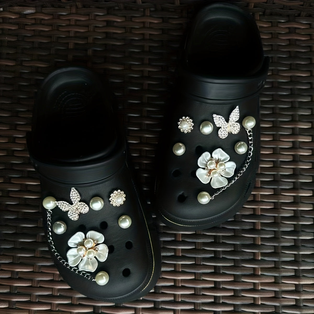 12PCS Shoe Accessories Faux Pearl & Flower & Butterfly Gift For Girls Women