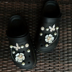 12PCS Shoe Accessories Faux Pearl & Flower & Butterfly Gift For Girls Women
