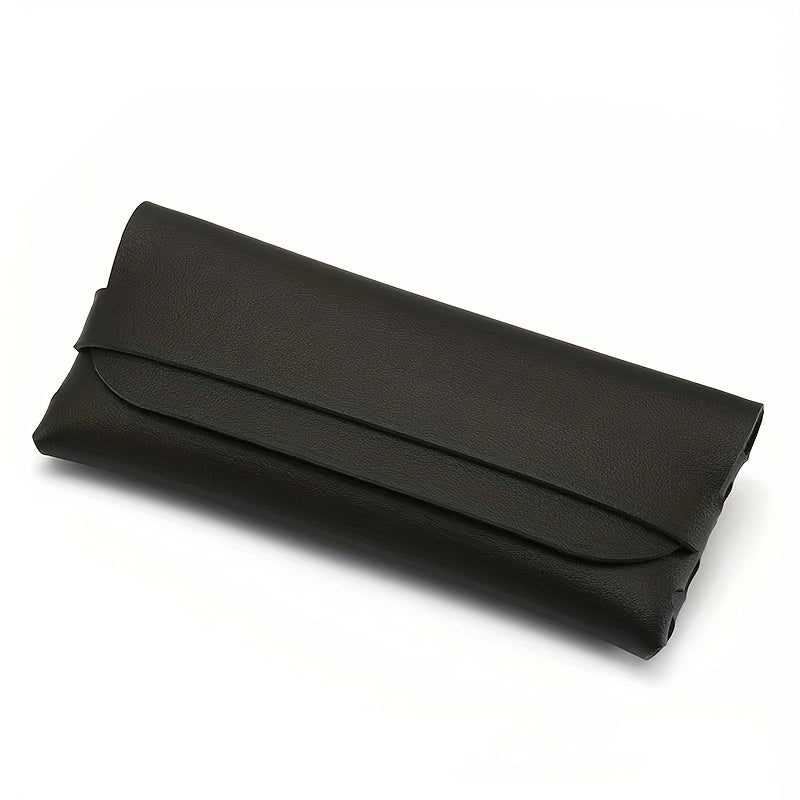 Soft PU Leather Glasses Bag Portable Container Minimalist Flap Case