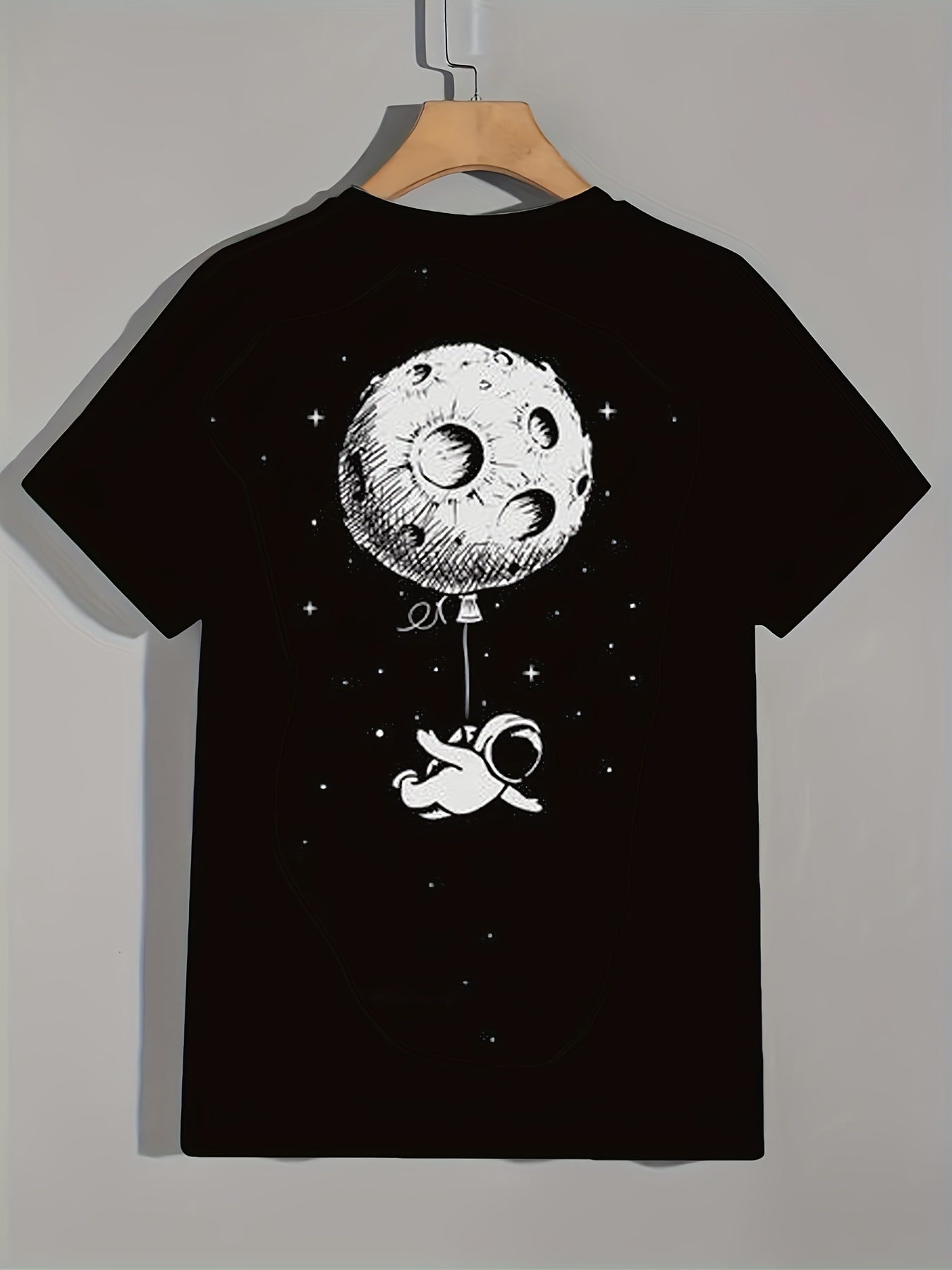 Moon Astronaut Pattern Print Men's Short Sleeve Comfy T shirt Graphic Tee