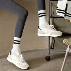 6-Pair Striped Crew Socks for Women Comfy & Breathable Sports Stockings