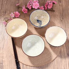 4 Ceramic Rice Bowls 10-14 Oz Microwave Safe Round Bowls for Soup Rice
