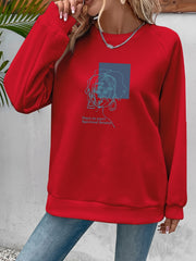 Graphic Print Sweatshirt Casual Long Sleeve Crew Neck for Spring/Fall