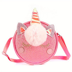 Kids Rainbow Glitter Shoulder Bag Round Crossbody Coin Purse