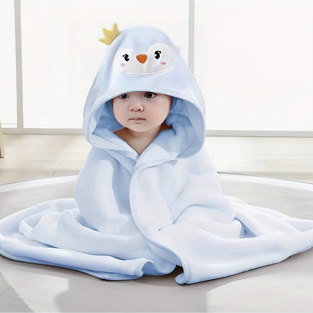 Cartoon Animal Kids Bath Towel Coral Fleece Microfiber Bathrobe Soft Blanket