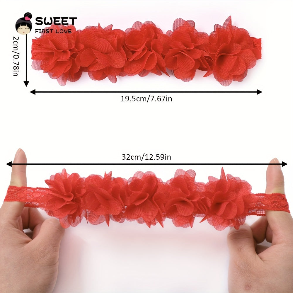Soft Chiffon Flower Elastic Headband for Baby Girls
