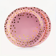 Pink & Gold Party Supplies - 17 Plates, Napkins, Knives, Spoons, Forks