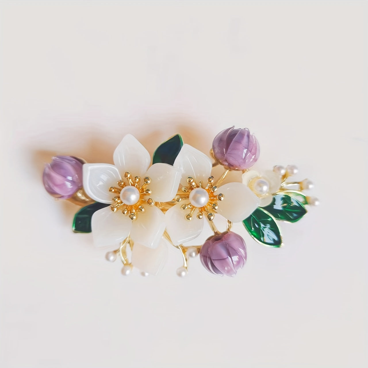 1pc Everything Goes Well Faux Pearl Hair Clip Women's Flower Spring Clip