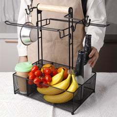 Outdoor Camping Portable Handheld Picnic Storage Basket Barbecue Seasoning Rack