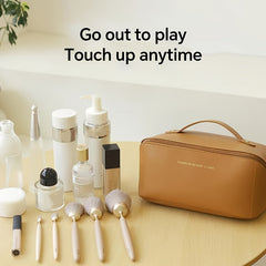 Large Capacity Travel Cosmetic Bag Leather Makeup Bag