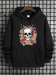 Skull Print Hooded Sweatshirt for Men