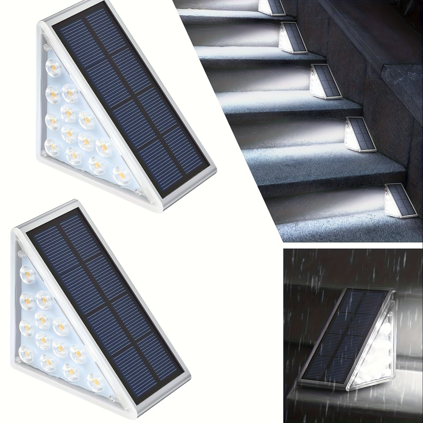 Solar Step Lights Outdoor Stair Lights Waterproof Auto On Off Decoration Lights
