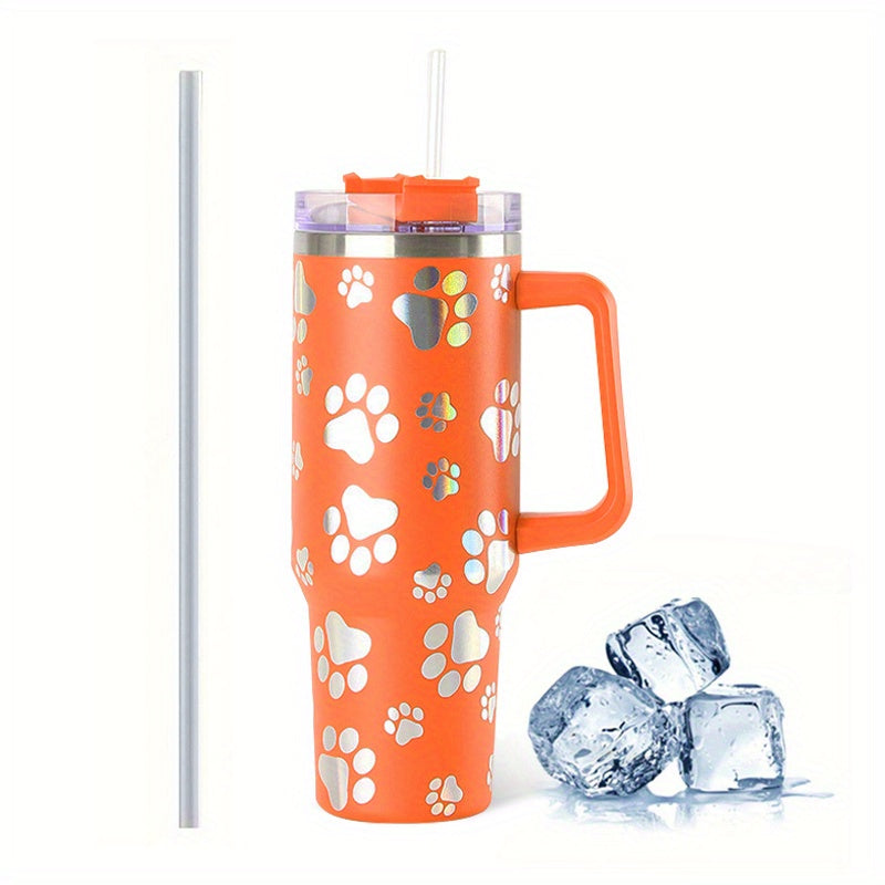 40oz Stainless Steel Cat Claw Tumbler w/Lid & Straw