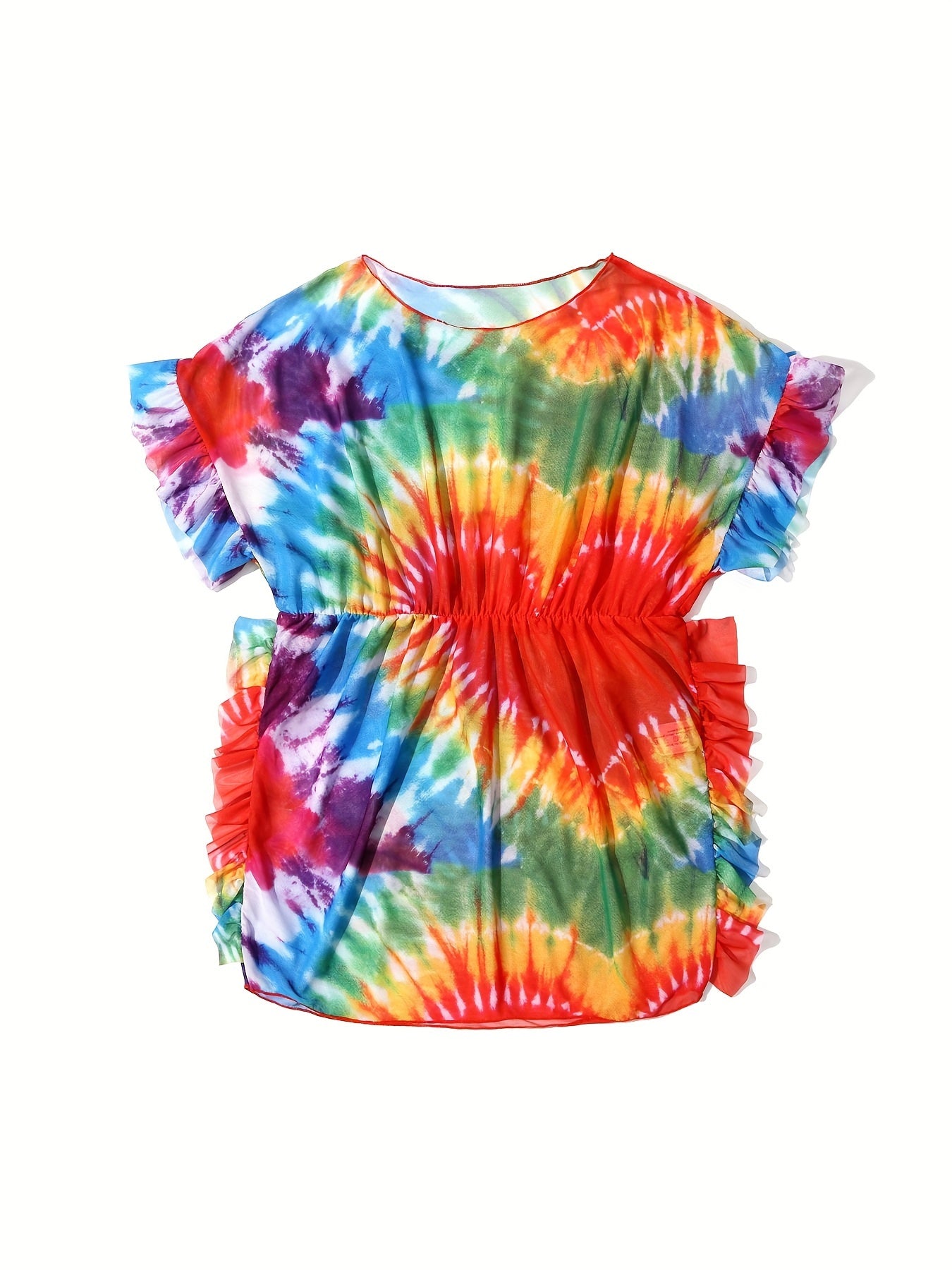 Rainbow Tie Dye Cover Up For Girls - Summer Beach Vacation Gift