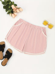 Colorblock Elastic Pajama Shorts
