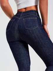 High Rise Skinny Jeans Dark Denim Women's Clothing