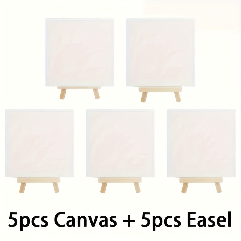 10pcs Easel Set 5 Easels 5 Canvas Elastic Canvas with Easel for Dye Party