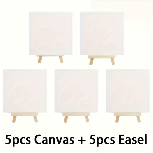 10pcs Easel Set 5 Easels 5 Canvas Elastic Canvas with Easel for Dye Party