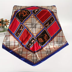 Feather Crown Print Satin Shawl Silk Square Scarf Boho Bandana