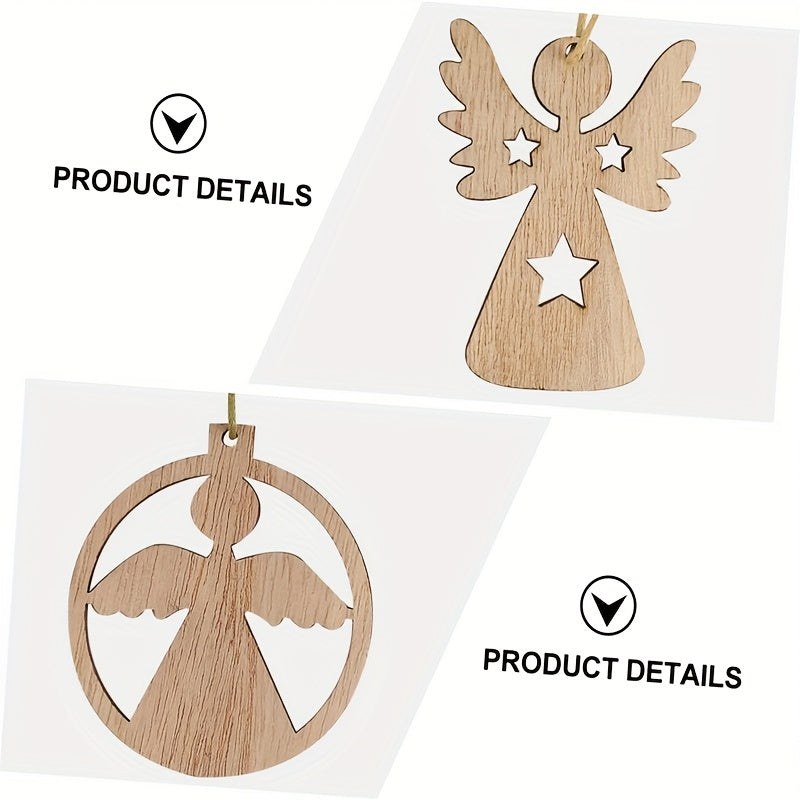 12Pcs Christmas Wooden Pendant Girls Crafts Wood Decor Christmas Tree Pendant