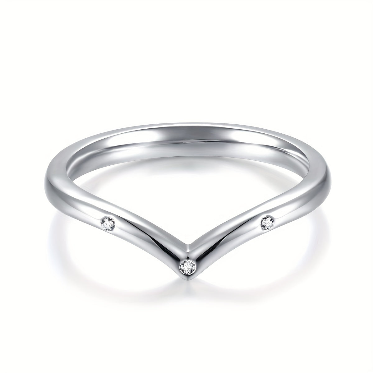 925 Sterling Silver V Ring with Cubic Zirconia | V Symbol Victory | Girls Gift