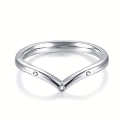 925 Sterling Silver V Ring with Cubic Zirconia | V Symbol Victory | Girls Gift