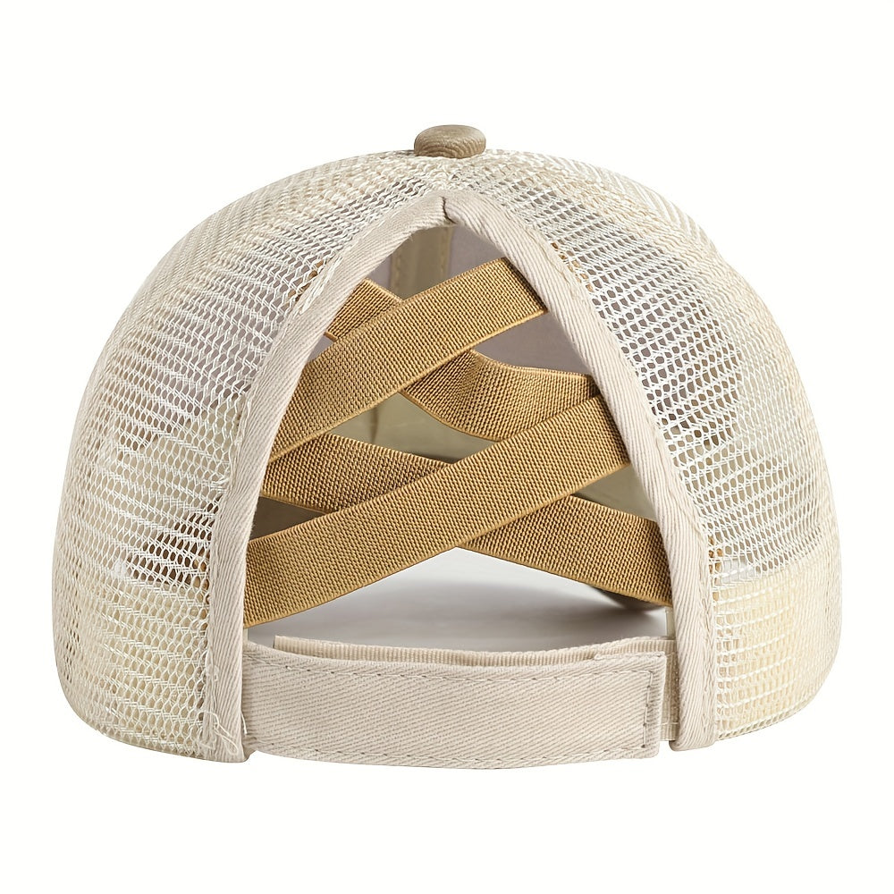 Criss Cross Ponytail Baseball Cap Trucker Hat