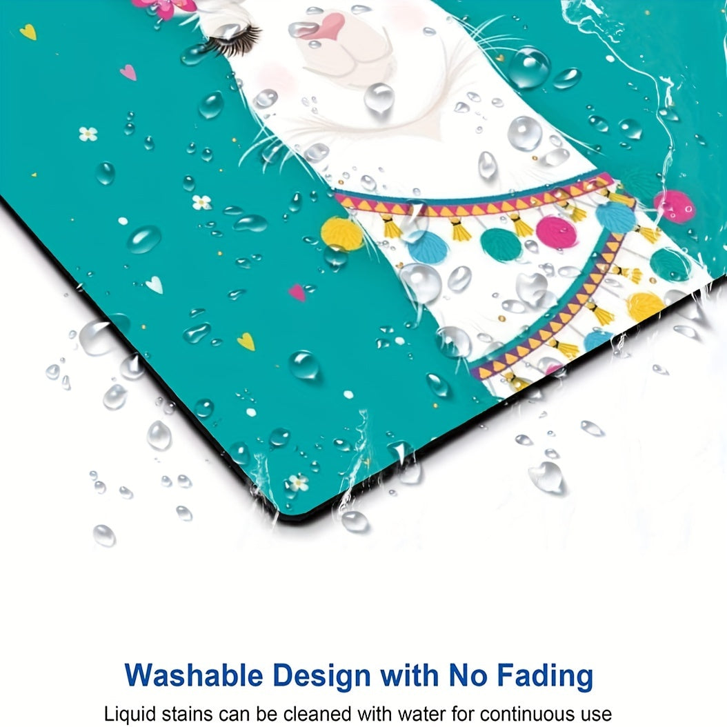 Alpaca Mouse Pad Girly Animal Waterproof Non Slip Rubber Base