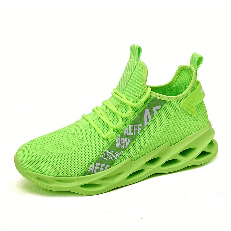 Men's Letter Print Lace Up Knit Sneakers Casual Shoes
