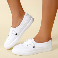 Lace Casual Flat Shoes PU Leather Women's Footwear