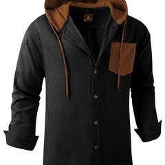 Men's Hooded Long Sleeve Shirt for Autumn