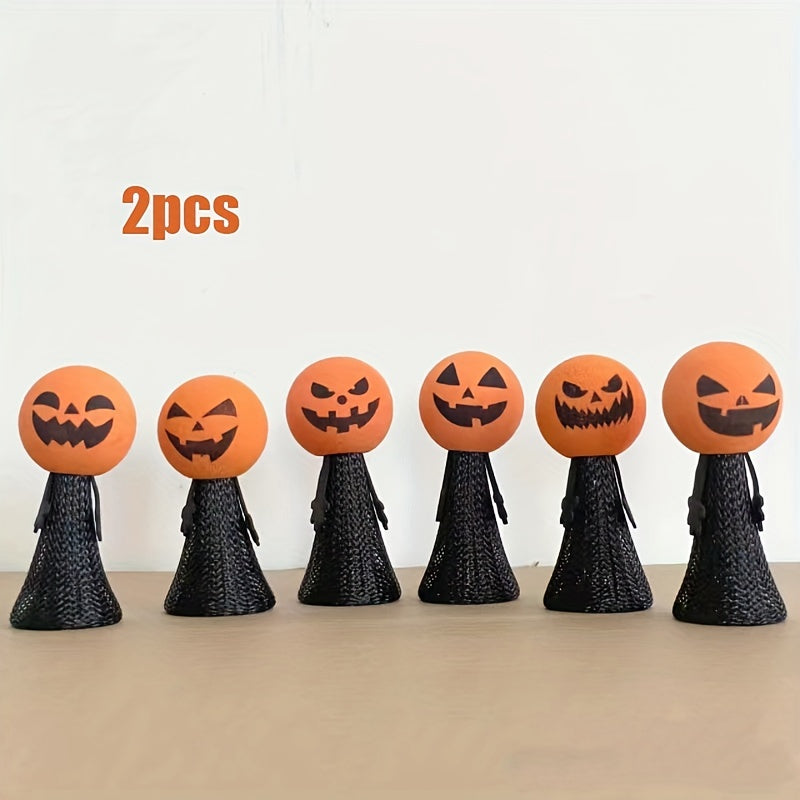 2pcs Jumping Pumpkin Man Finger Hand Puppet Christmas Halloween Gift