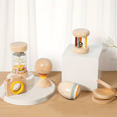 6pcs Wooden Rattle Toy Set Infant Soothing Music Toys