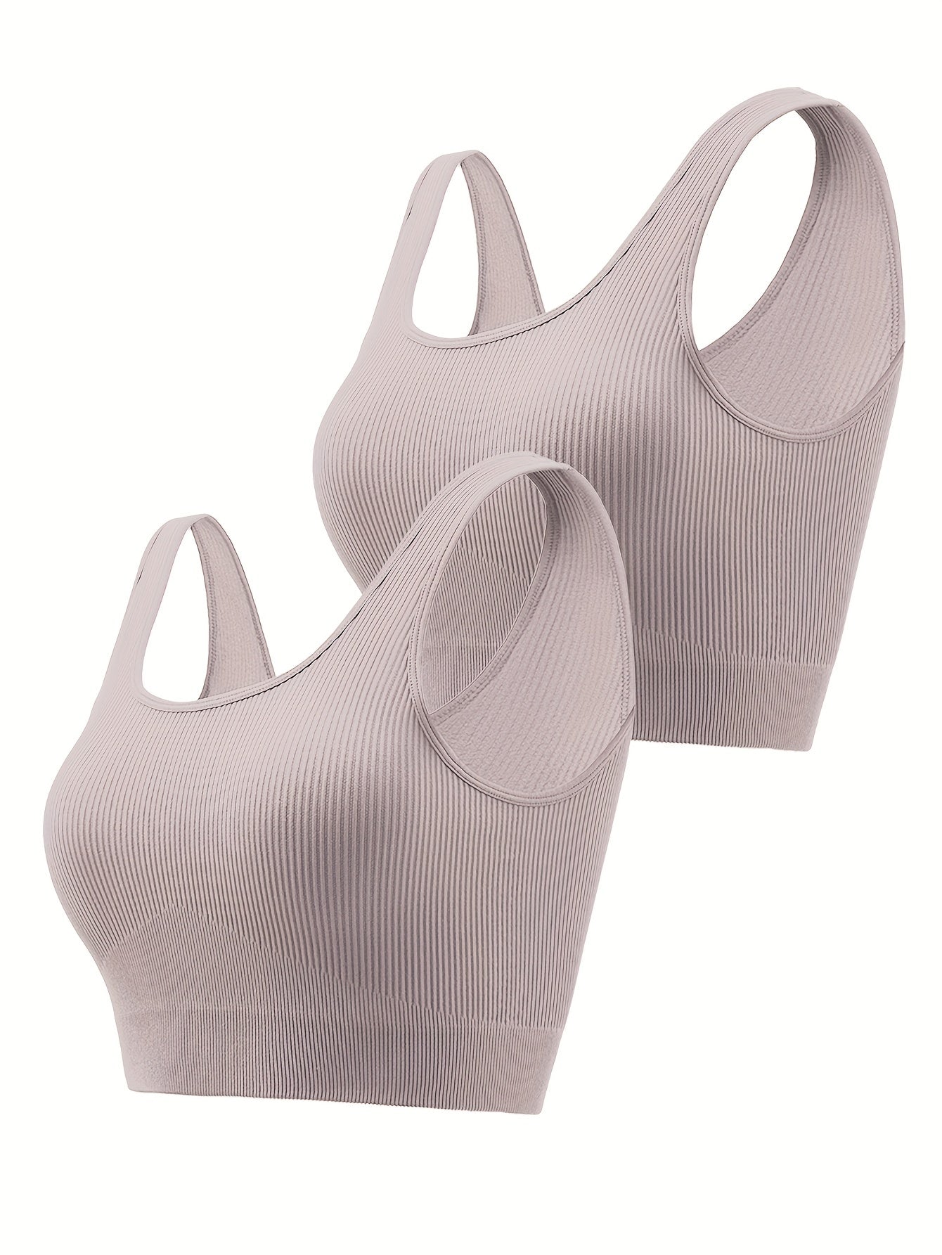 2 Pack Plus Size Sports Bra Set Seamless High Elastic Yoga Bra With Pads